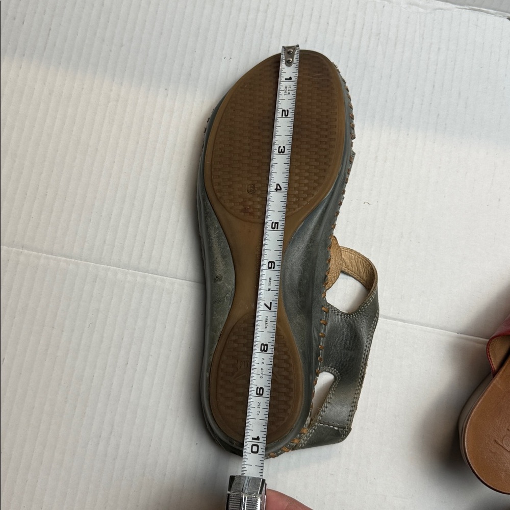 Pikolinos Leather Cutout Slingback Sandals EU 41 Gray Green Comfort Walking Shoe - Picture 11 of 12